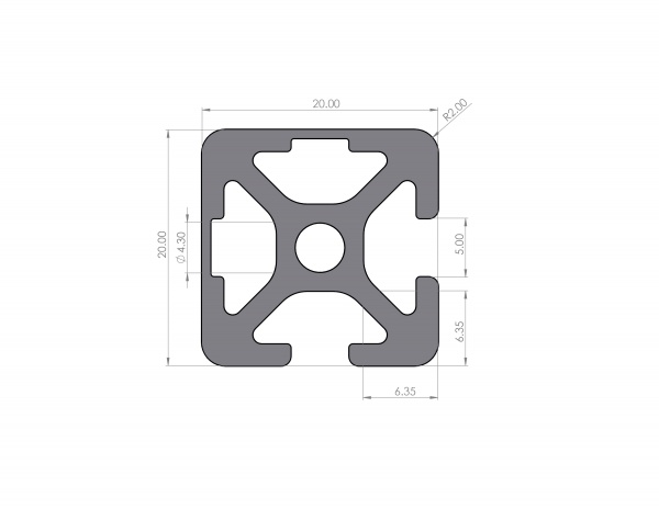 Aluminiumprofil 20x20 Nut 5 I-Typ 2N90°